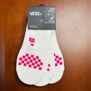 Vans 3-Pack White Checkered No Show Socks S/P